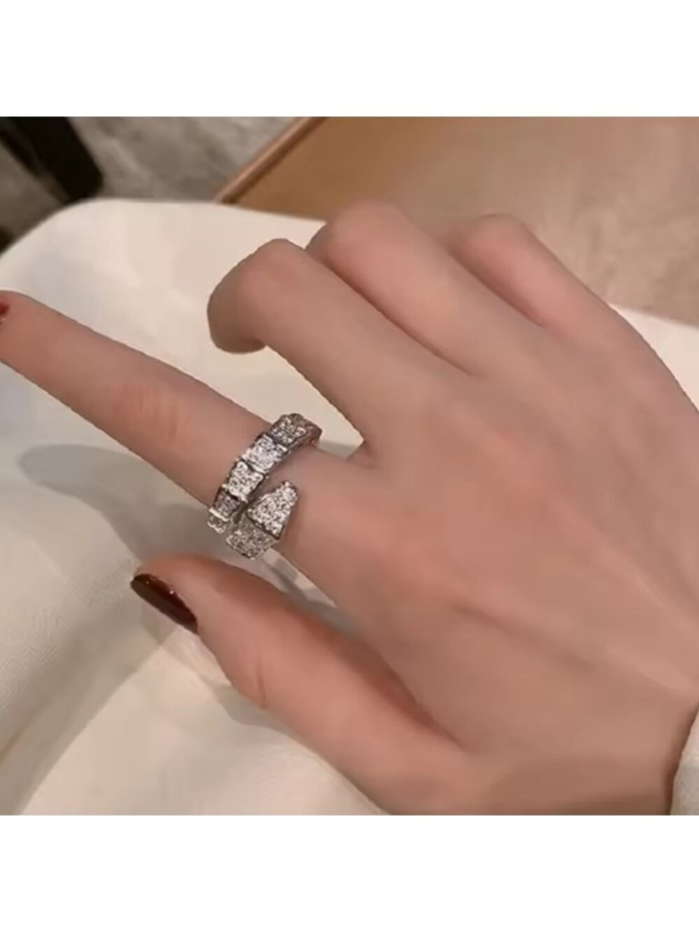 Serpenti Viper Silver Snake Crystal Ring